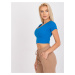 MODRÝ CROP TOP EDITTA KRÁTKÝM RUKÁVEM -BLUE Modrá