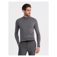 Ombre Clothing Trendy šedý melírovaný polorolák V3 SWTN-0100