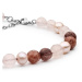 Gaura Pearls Korálkový náhrdelník Kate - řiční perla, jahodový a růžový křemen 212-24 Barevná/ví