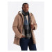 Men's long parka sherpa jacket - beige V1 OM-JALJ-0181