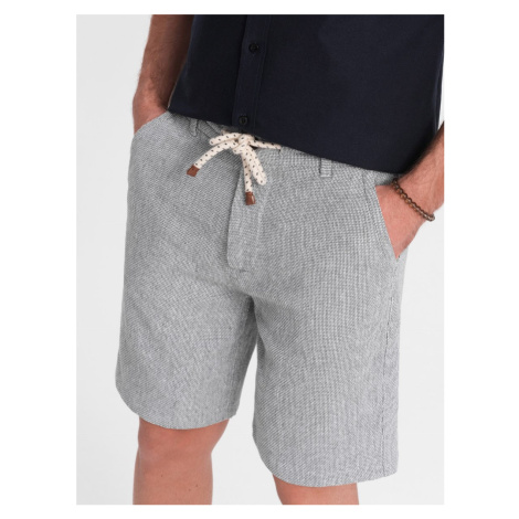 Men's knit shorts in linen and cotton - gray V1 OM-SRCS-0130 Ombre