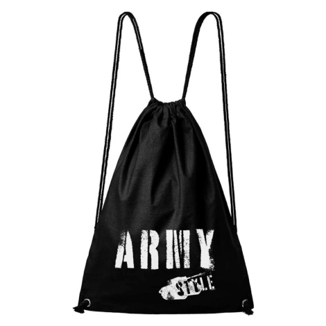 DOBRÝ TRIKO Bavlněný batoh s potiskem Army style Barva: Černá