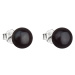 Evolution Group Stříbrné náušnice pecky s černou říční perlou 21042.3