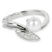 Silver Cat Elegantní stříbrný prsten se zirkony a perličkou SC215