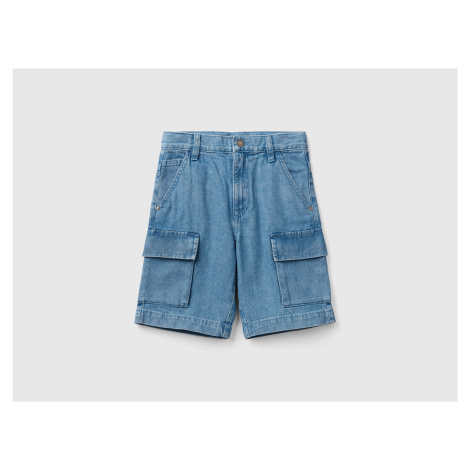 Benetton, Lightweight Denim Cargo Bermudas United Colors of Benetton