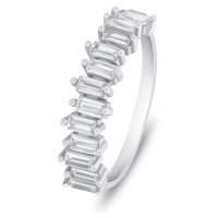 Brilio Silver Třpytivý stříbrný prsten s čirými zirkony RI096W