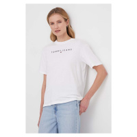 Bavlněné tričko Tommy Jeans bílá barva, DW0DW17836