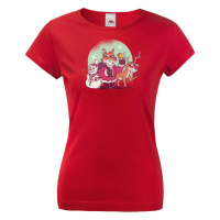 Roztomilé vánoční dámské tričko s potiskem Lišky - skvělé vánoční tričko
