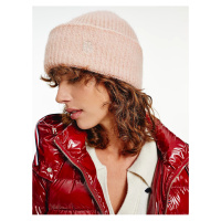 Světle růžová dámská žebrovaná čepice s příměsí vlny z alpaky Tommy Hilfiger Effortless Beanie