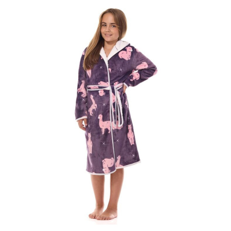 Dívčí župan Holiday III fialový s lamou L&L Collection