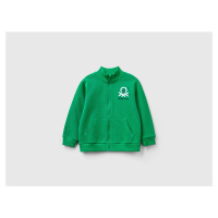 Benetton, Sweatshirt In Organic Cotton With Zip