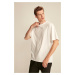 GRIMELANGE Jett Men's Oversize Fit 100% Cotton Thick Textured White T-shirt