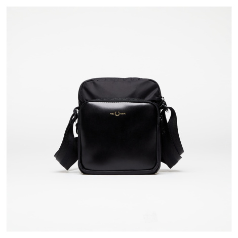 FRED PERRY Nylon Twill Leather Side Bag Black/ Gold