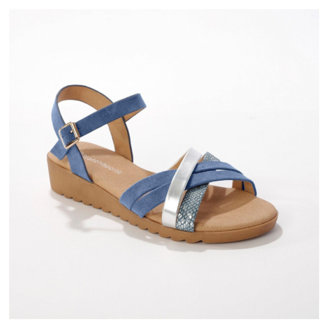Páskové sandály na klínku, modré Blancheporte