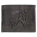 HL Luxusní kožená peněženka s hlavou koně - černá