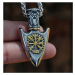 Camerazar Pánský náhrdelník Viking s hrotem kopí a severským amuletem, chirurgická ocel, stříbrn