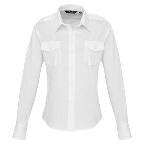 Premier Workwear Dámská pilotní košile s dlouhým rukávem PR310 White