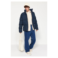 Trendyol Navy Blue Unisex Oversize Fit Stojatý límec Puffer Jacket