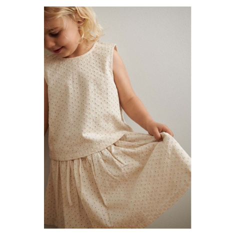Dětská bavlněná sukně Liewood Padua béžová barva, mini