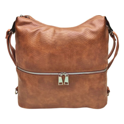Moderní středně hnědý kabelko-batoh z eko kůže Tapple