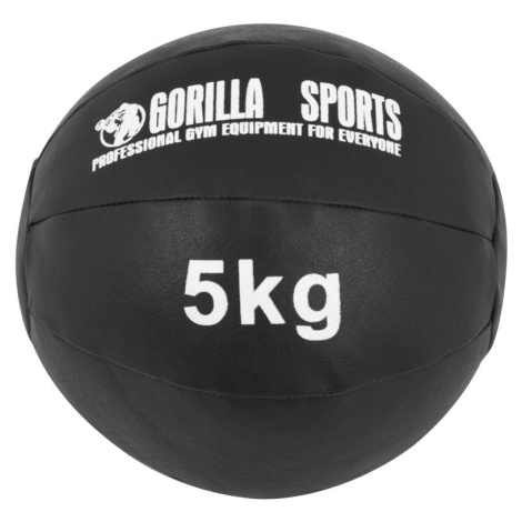 Gorilla Sports Kožený medicinbal, 5 kg, černý