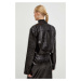 Kožená bunda Gestuz dámská, černá barva, přechodná