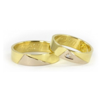 Zlaté snubní prsteny žlutobílé 0013 + DÁREK ZDARMA
