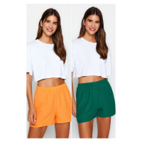 Trendyol Orange-Multicolor 2-Pack Viscose Woven Shorts