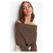 Trendyol hnědý pletený podrobný pletený svetr