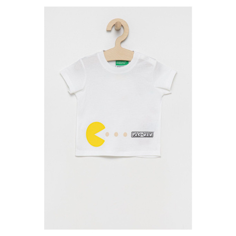 Dětské bavlněné tričko United Colors of Benetton bílá barva, s potiskem