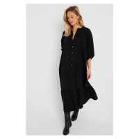 Cool & Sexy Women's Loose Midi Dress Black Q982