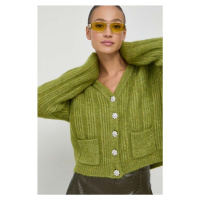Vlněný svetr Custommade zelená barva, hřejivý