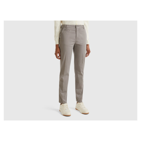 Benetton, Gray Slim Fit Cotton Chinos United Colors of Benetton