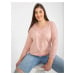 Světle růžová dámská halenka plus size s 3/4 rukávem