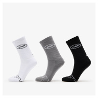 Ponožky Footshop Basic Crew Socks 3-Pack Black/ White/ Grey