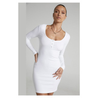 Madmext White Long Sleeve Basic Women's Mini Dress
