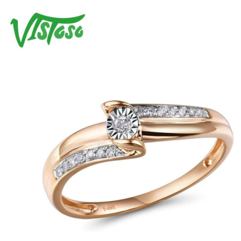 Zlatý zásnubní asymetrický prsten s diamanty Listese
