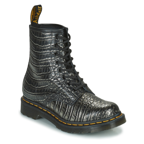 Dr. Martens 1460 Gunmetal Wild Croc Emboss Černá Dr Martens