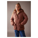 DEFACTO Girls Water Repellent Hooded Fleece Lined Puffer Jacket