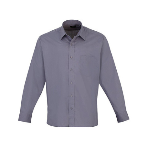 Premier Workwear Pánská košile s dlouhým rukávem PR200 Steel -ca. Pantone 6545