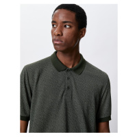 Koton Knoflíkové Slim Fit vzorované polo tričko s krátkým rukávem