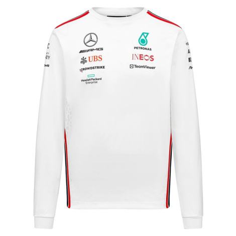 Mercedes AMG Petronas pánské tričko s dlouhým rukávem official white F1 Team 2023 Stichd