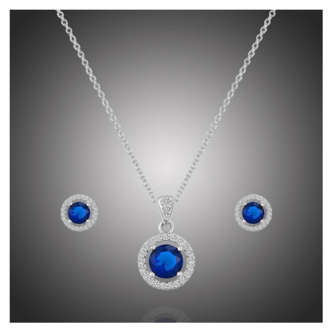 Éternelle Souprava šperků Swarovski Elements Isabelle SET2062-NE395(1) Modrá 40 cm + 5 cm (prodl