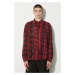 Bavlněná košile Needles Flannel Shirt -> Ribbon Wide Shirt / Over Dye červená barva, relaxed, s 
