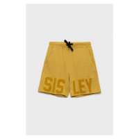 Dětské bavlněné šortky Sisley žlutá barva, nastavitelný pas