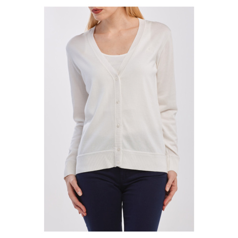 SVETR GANT LIGHT COTTON VNECK CARDIGAN bílá