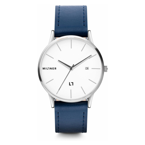 Pánské hodinky s modrým koženkovým páskem Millner Rodney