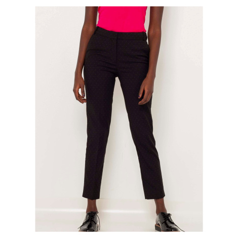 Černé vzorované zkrácené straight fit kalhoty CAMAIEU - Dámské Camaïeu