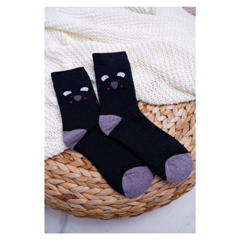 Dámské Ponožky Teplé Černé s Pandou Kesi