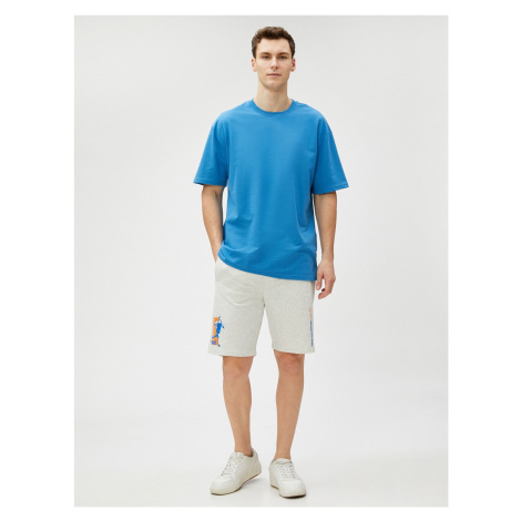 Koton Basketball Printed Shorts with Lace-Up Waist, Slim Fit with Pockets.